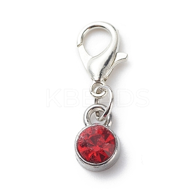 Alloy Rhinestones Birthstone Pendant Decorations HJEW-JM00743-1