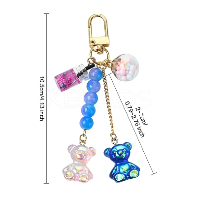 Bear Resin & Glass Pendant Decoration HJEW-YW00063-01-1