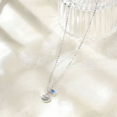 925 Sterling Silver Micro Pave Cubic Zirconia Pendant Necklaces for Women NJEW-V007-01P-1