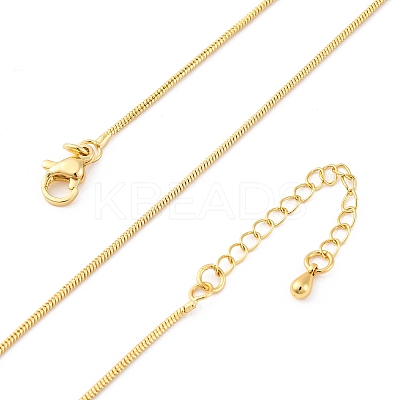 Brass Round Snake Chain Necklaces for Women NJEW-D302-15G-1