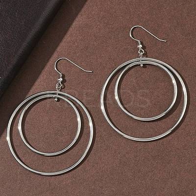 Electroplated 304 Stainless Steel Flat Round Dangle Earrings LS-EJEW-Z129-09P-1