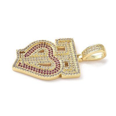 Brass Micro Pave Clear Cubic Zirconia Pendants KK-B141-04G-02-1