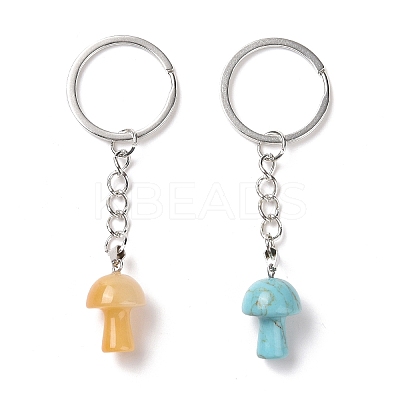 Mushroom Natural & Synthetic Gemstone Keychain KEYC-G055-03P-1