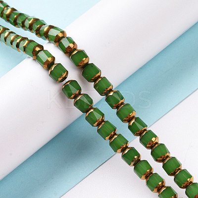 Electroplated Glass Imitation Jade Beads Strands GLAA-P003-C04-1