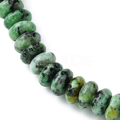 Natural African Turquoise(Jasper) Flat Round Beaded Stretch Bracelets for Women BJEW-JB09717-08-1