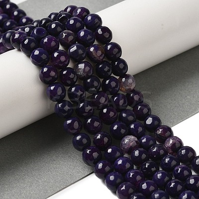 Dyed & Heated Natural Banded Agate Beads Strands G-P539-F01-01-1