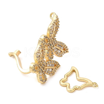 Brass Micro Pave Clear Cubic Zirconia Fold Over Clasps KK-G505-24A-G-1