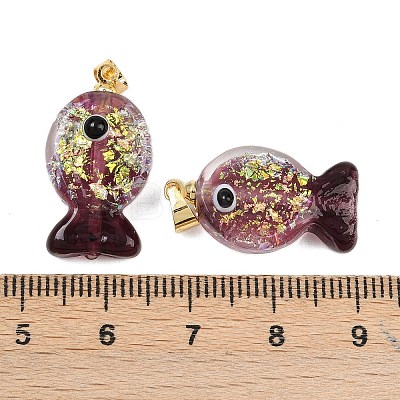 Handmade Dichroic Foil Lampwork Pendants DICH-G001-01G-10-1