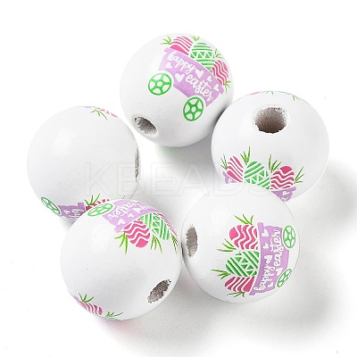 Easter Theme Printed Wood European Beads LS-WOOD-M010-02D-1
