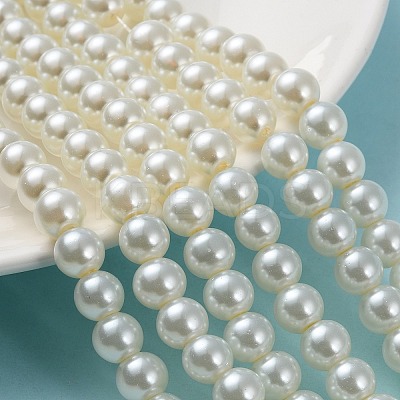 Baking Paint Pearlized Glass Pearl Round Bead Strands HY-Q330-8mm-02-1