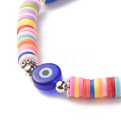 Handmade Polymer Clay Heishi Beads Stretch Bracelet BJEW-JB07372-1