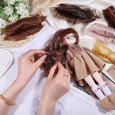 8Pcs 8 Styles High Temperature Fiber Short Bangs Hairstyle Doll Wig Hair DIY-GL0005-62-1