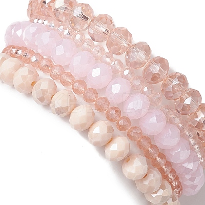 30Pcs 30 Styles Faceted Round Glass Beaded Stretch Bracelet Sets BJEW-JB10423-1