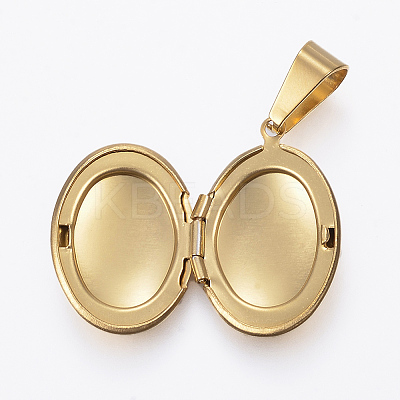 Ion Plating(IP) 304 Stainless Steel Locket Pendants X-STAS-H389-28G-1