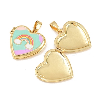 Brass with Enamel Locket Pendants KK-CBA415D-10G-01-1