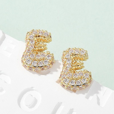 Brass Micro Pave Cubic Zirconia Stud Earrings EJEW-Z091-04G-E-1