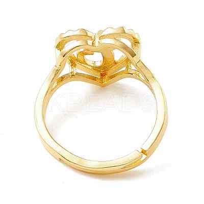 Real 18K Gold Plated Brass Alphabet Adjustable Rings RJEW-M139-18C-1