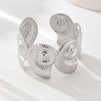 Conch 304 Stainless Steel Cuff Bangles for Women BJEW-A150-02P-1