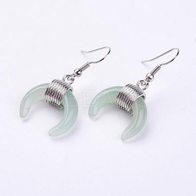Natural Green Aventurine Dangle Earrings EJEW-L189-C12-1