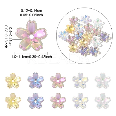 50Pcs Transparent Electroplate Glass Bead Caps EGLA-YW0007-17A-1
