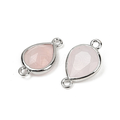 Natural Rose Quartz Faceted Connector Charms G-L514-048G-10-1