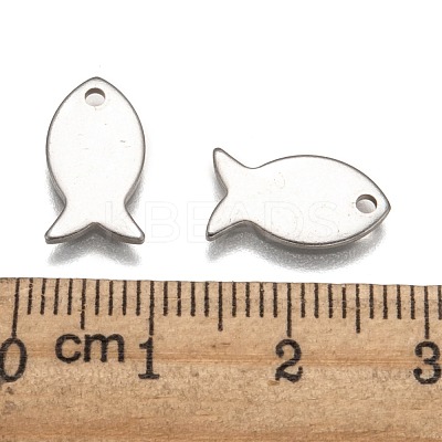 Tarnish Resistant 304 Stainless Steel Fish Charms STAS-M037-08-1