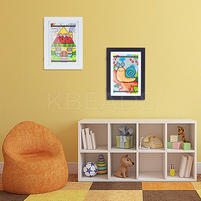 2 Sets 2 Colors Rectangle Wood Photo Frames with Hanging Hook DIY-GA0005-70-1
