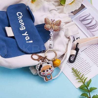 Butterfly Rhinestone Badge Reel AJEW-SZ0001-67-1