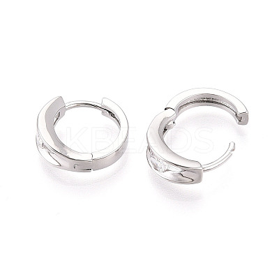Brass Micro Pave Clear Cubic Zirconia Hoop Earrings EJEW-T048-46P-1