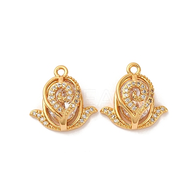 Brass Micro Pave Cubic Zirconia Pendants KK-K382-51G-1