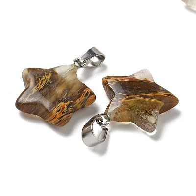 Watermelon Stone Glass Pendants G-B127-12P-04-1