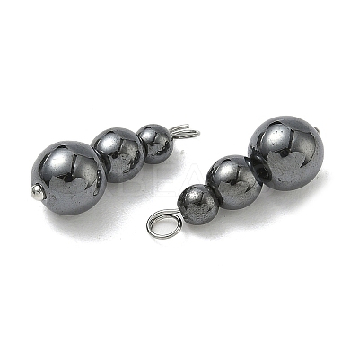 Synthetic Non-magnetic Hematite Round Beaded Pendants PALLOY-JF02867-05-1