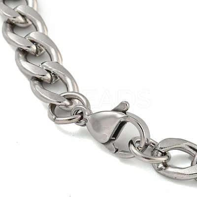 Non-Tarnish 304 Stainless Steel Curb Chain ID Bracelets for Women BJEW-U003-03P-1