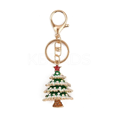Christmas Tree Alloy Rhinestone Pendant Decoration Keychains KEYC-B019-01-1
