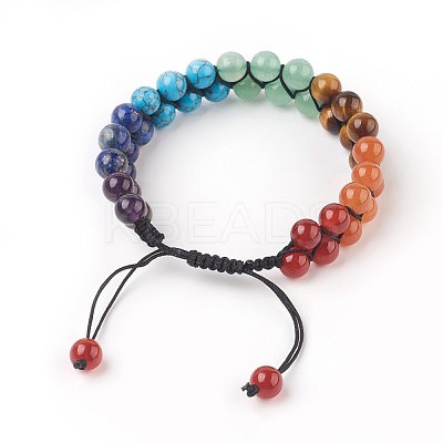 Chakra Natural & Synthetic Mixed Stone Braided Bead Bracelets BJEW-O164-B-1
