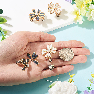 4Pcs 2 Colors Flower Alloy Enamel Adjustable Jean Button Pins DIY-TA0014-92-1