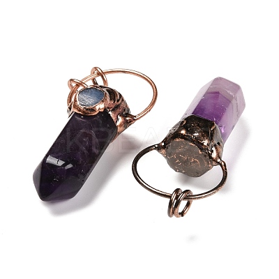 Natural Amethyst Big Pointed Pendants G-M383-21D-1