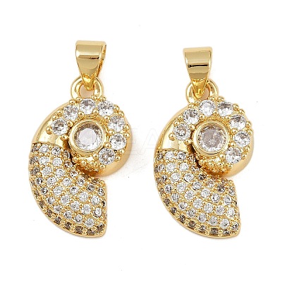 Brass Micro Pave Clear Cubic Zirconia Pendants KK-C109-02G-1