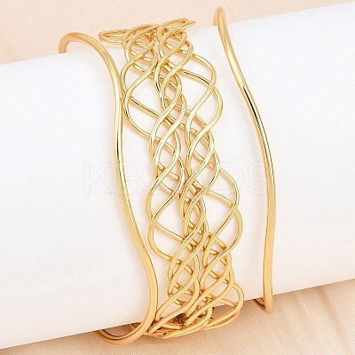 Exaggerated 304 Stainless Steel Cuff Bangles for Women BJEW-P363-02G-1