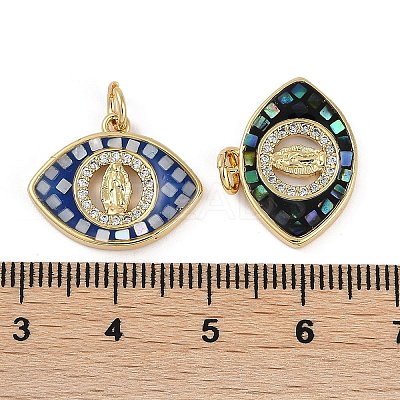 Rack Plating Brass Micro Pave Clear Cubic Zirconia Pendants KK-U032-30G-1