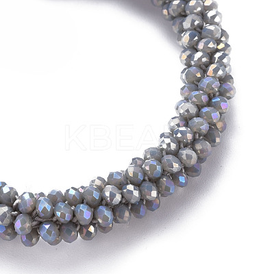 AB Color Plated Faceted Opaque Glass Beads Stretch Bracelets BJEW-S144-003D-10-1