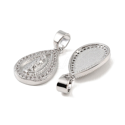 Brass & Clear Cubic Zirconia Pendants KK-G558-09P-1