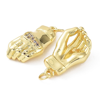 Rack Plating Brass with Cubic Zirconia Pendants KK-B076-12G-1