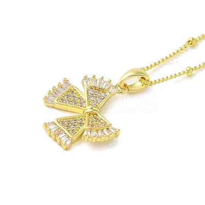 Brass Micro Pave Clear Cubic Zirconia Pendant Necklaces for Women NJEW-E106-20G-03-1
