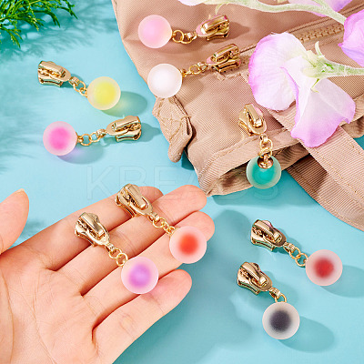9Pcs 9 Colors Round Alloy & Resin Zipper Sliders HJEW-TAC0077-1