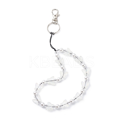 Transparent Acrylic Butterfly Beaded Keychain Wristlet Straps KEYC-JKC00410-1