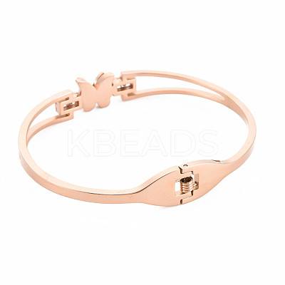 Crystal Rhinestone Butterfly Bangle BJEW-N017-019RG-1