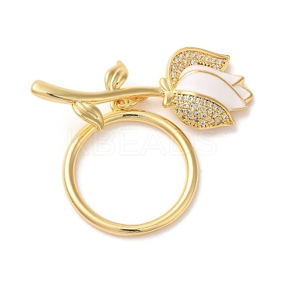Brass Micro Pave Clear Cubic Zirconia Toggle Clasps KK-A227-20G-1