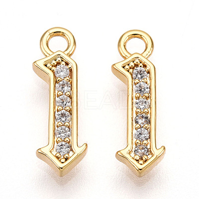 Brass Micro Pave Cubic Zirconia Charms KK-N261-104A-G-1
