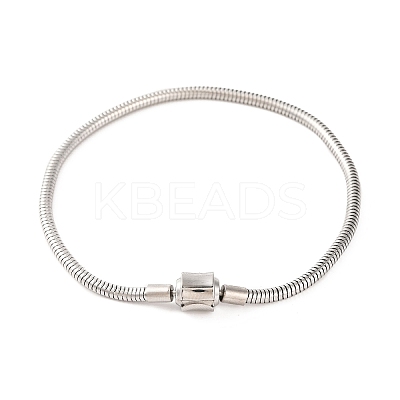 Tarnish Resistant 304 Stainless Steel Round Snake Chain Bracelets with Clasps BJEW-F472-01P-02-1